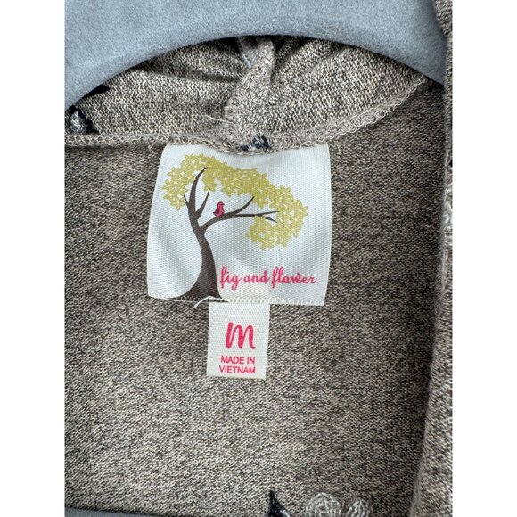 Fig and‎ Flower Anthropologie Floral Embroidered Cardigan Sweater Women's M Gray - Picture 10 of 13